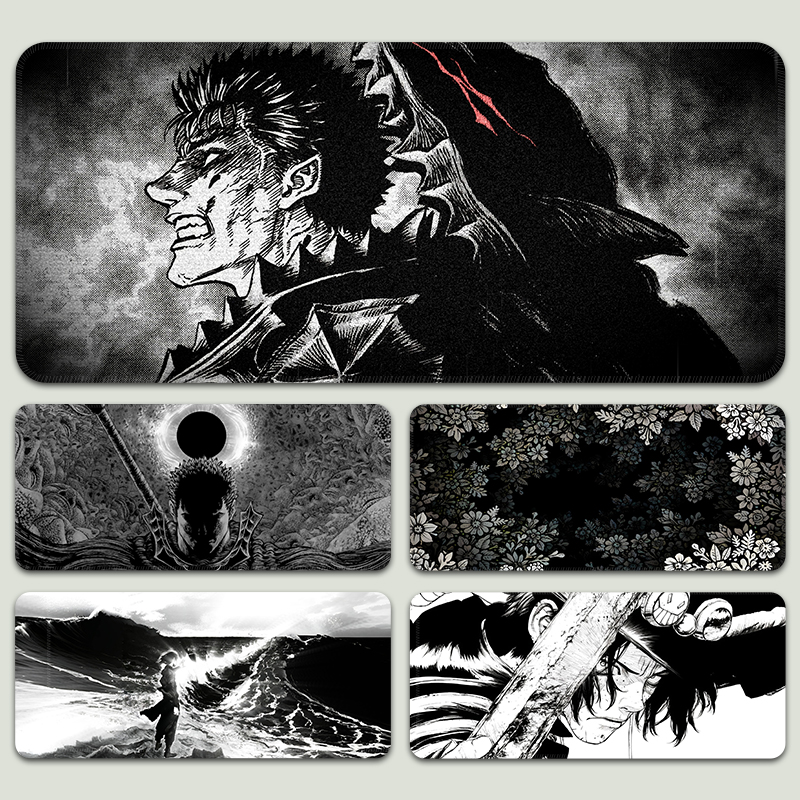 鼠标垫超大号黑白风电脑桌垫动漫电竞游戏专用定制键盘垫子滑鼠垫