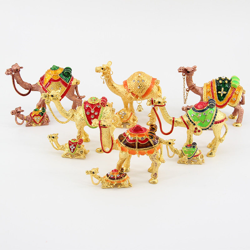 敦煌骆驼摆件工艺品子母骆驼合金首饰盒家居桌面迪拜旅游纪念品