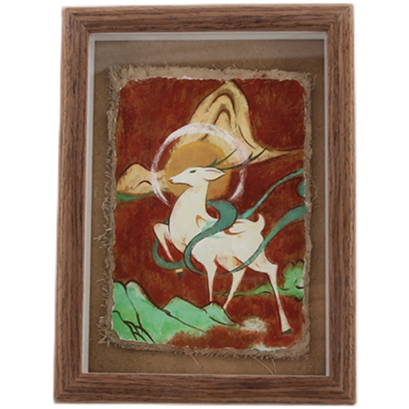 敦煌文创飞天手绘泥皮旅游装饰画