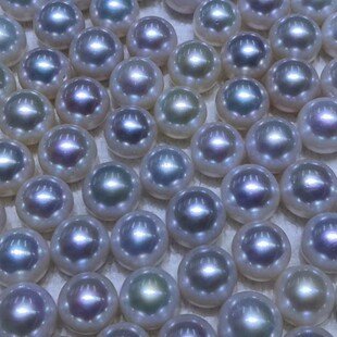 珍珠散珠 天然淡水珍珠媲美海水澳白珠光裸珠定制DIY颗粒正圆强光
