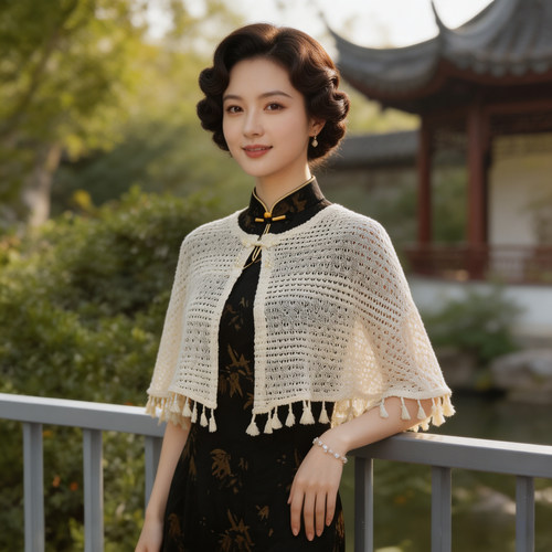 香槟蕾丝流苏披肩高级感百搭日常