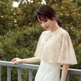 Кружевная накидка, плащ, куртка, ципао, черное платье, защита от солнца, цвета шампанского