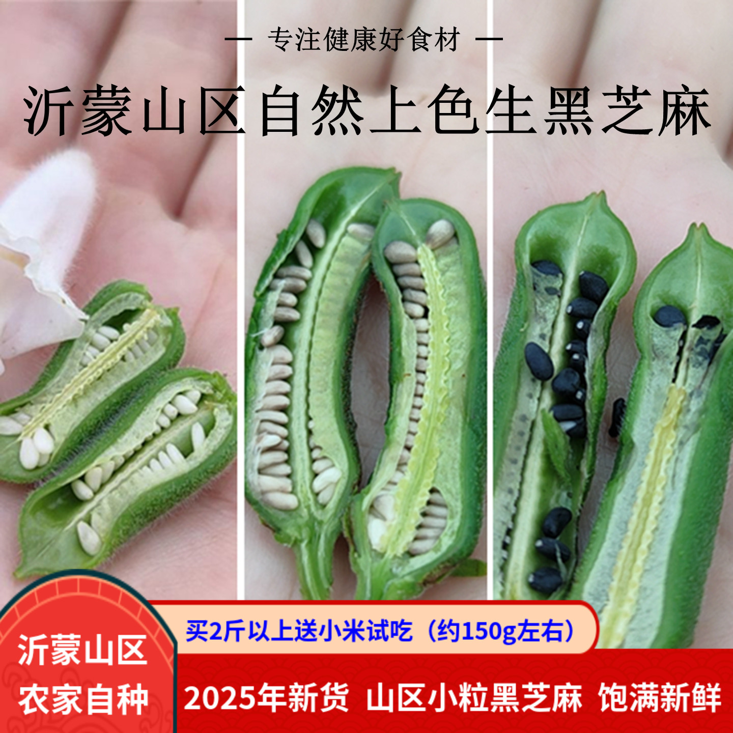 黑芝麻生2025年农家自种新货500g