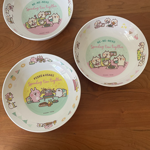 20.5cm 日单卡娜赫拉密胺餐具沙拉碗深碗粉兔小动物汤碗面 包邮