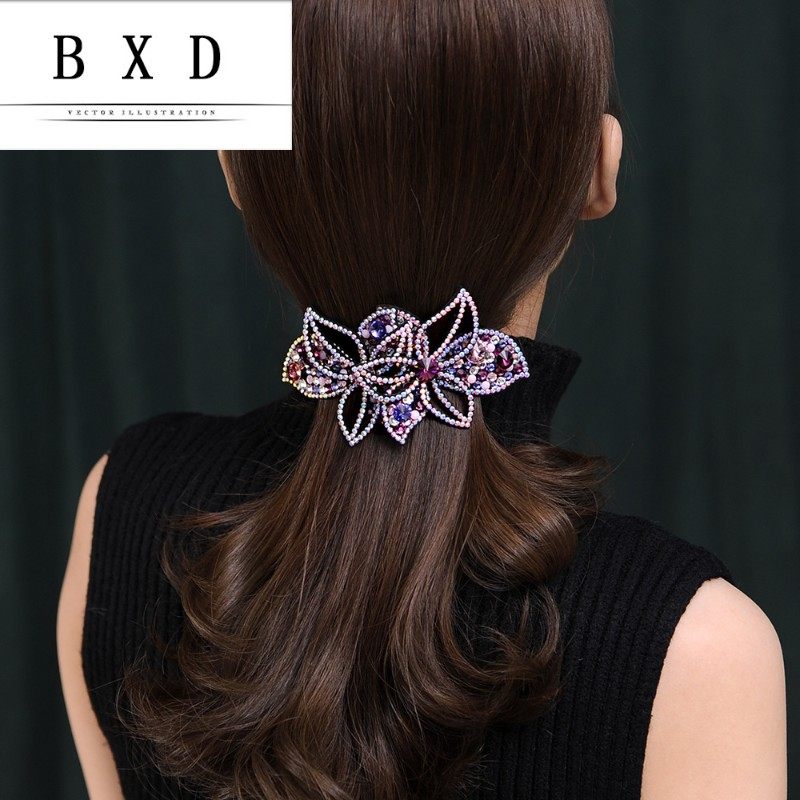 高端定制施华水晶发夹大气奢华气质优雅成人顶夹发饰韩国马尾发卡