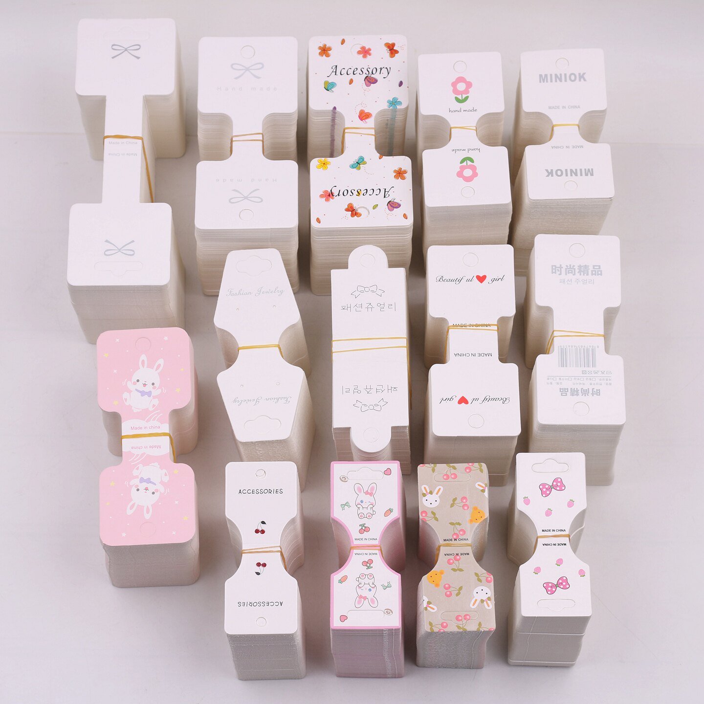 儿童皮筋发圈头绳发饰包装对折挂卡纸卡片 手工DIY饰品材料配件