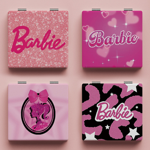 ins风芭比小镜子美式复古风化妆镜学用迷你随身镜便携双面折叠镜