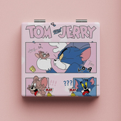 ins风卡通小镜子公主粉色猫和老鼠化妆镜便携随身折叠镜双面镜子