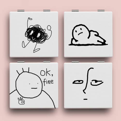 ins二次元图案便携折叠化妆镜