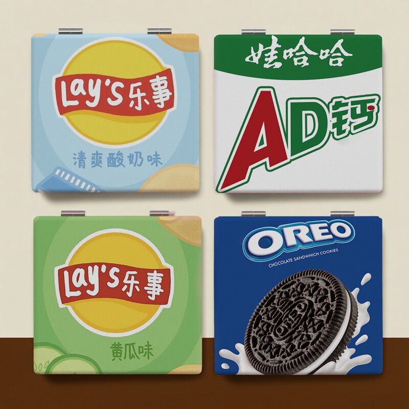 宿舍简约手拿化妆镜定制可折叠小镜子便携式防摔镜子高颜值双面镜