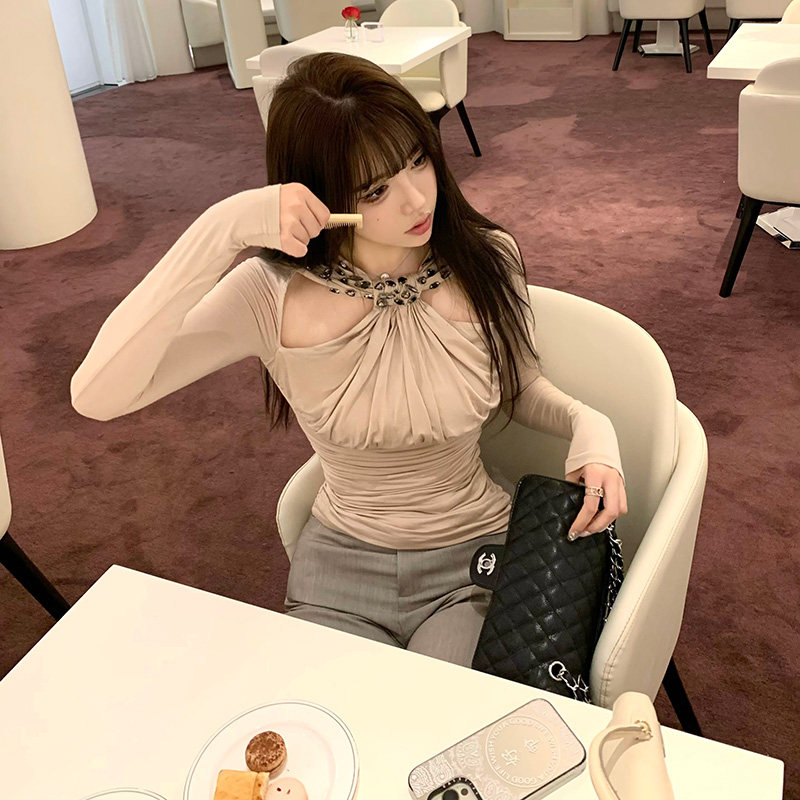 Liuu嘻嘻阿古希腊风格挂脖抹胸上衣女秋季设计感链条包臀连衣裙