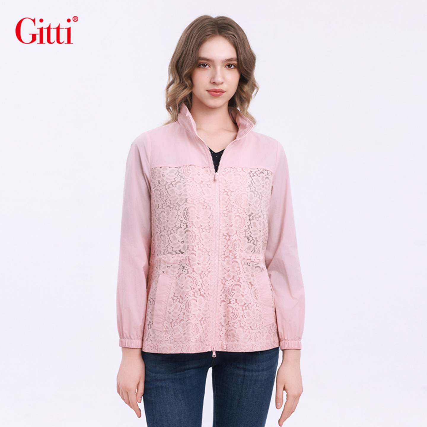 Gitti/吉蒂蕾丝拼接收腰显瘦外套女隐藏式连帽长袖外套G261100,女装/女士精品,风衣,淘宝优惠券,粉丝福利购,淘宝优惠卷