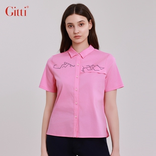 Gitti/吉蒂时尚衬衫女新款女装短袖衬衣G251577
