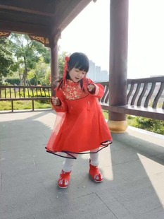 儿童唐装旗袍裙冬季加厚毛呢裙女童长袖礼服小女孩中国风拜年服潮