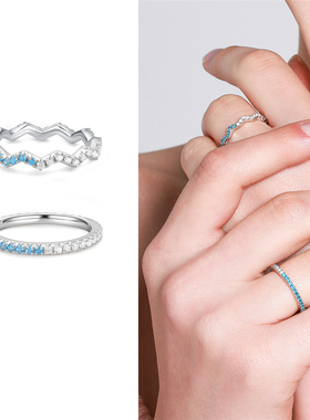 Le Loup 海洋戒指波浪闪钻镶钻排钻细圈小众设计师简约气质食指女