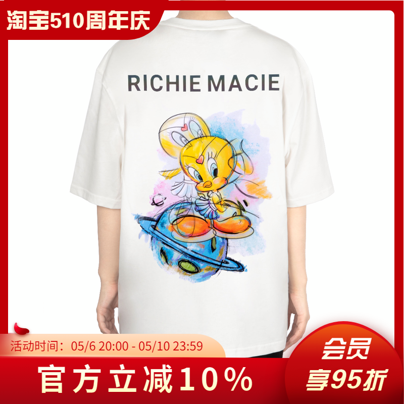 RichieMacie白色后背崔迪鸟T恤