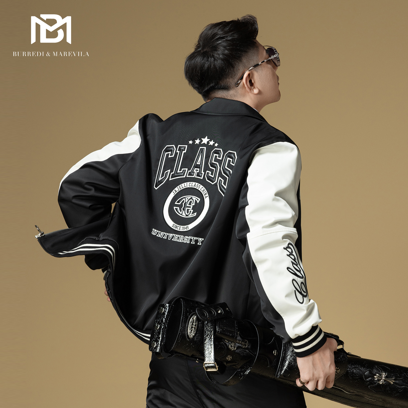 BM美式棒球服外套男款2025新款潮牌刺绣翻领男士夹克加厚秋冬上衣