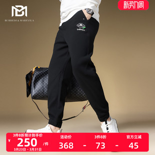 高端休闲裤 子男士 束脚卫裤 男秋冬款 BM字母徽章美式 2024新款 高街裤
