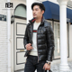BM男士 立领连帽外套条纹秋冬季 轻薄羽绒服男潮牌短款 帅气纯色修身