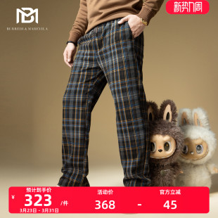 子男休闲裤 宽松潮流秋季 2025新款 直筒裤 穿搭 男士 BM英伦复古格子裤