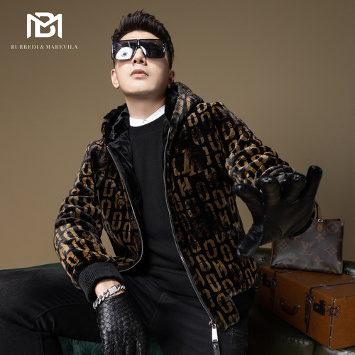 BM欧美字母满花金貂绒仿皮草