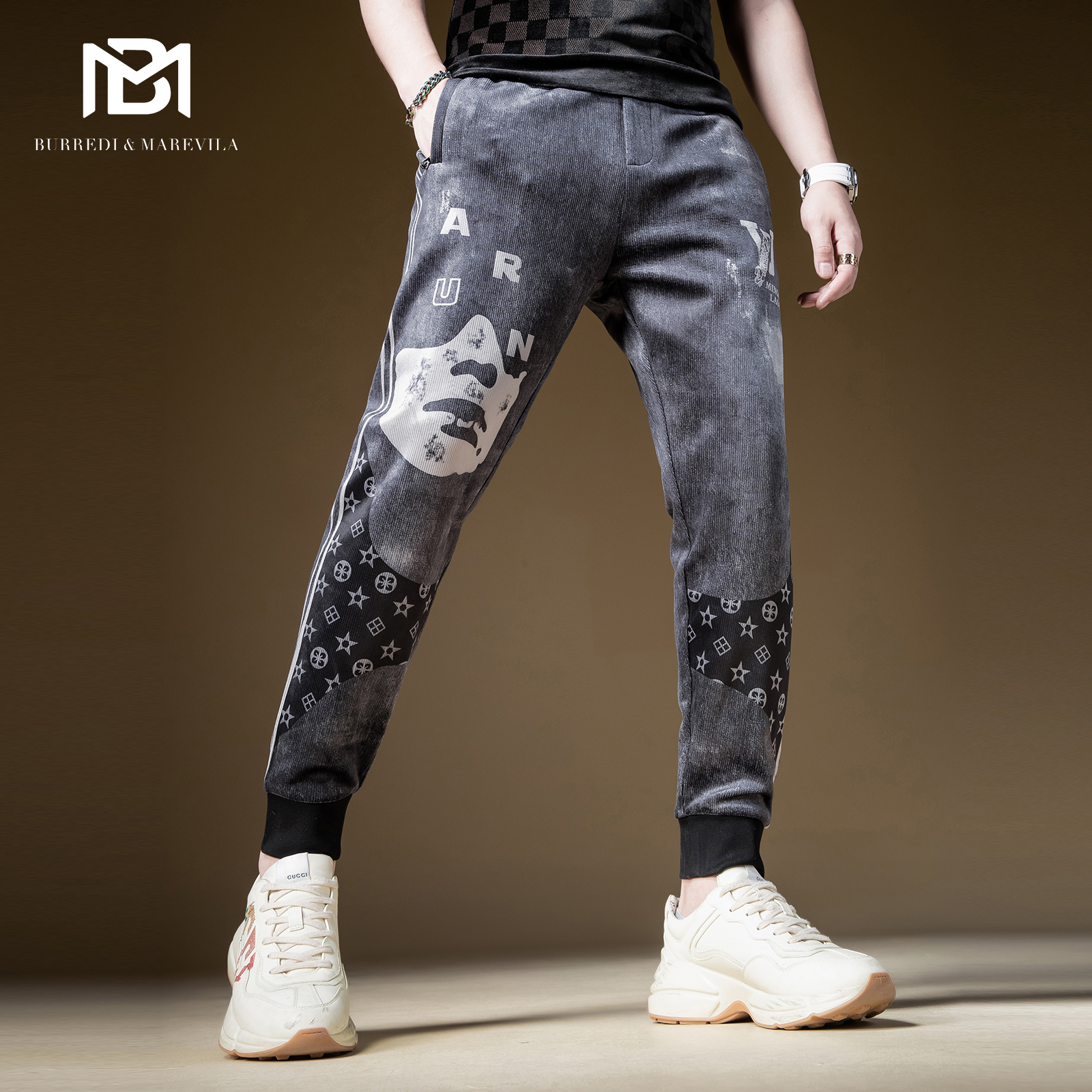 BM烟灰色裤子ins炸街痞帅