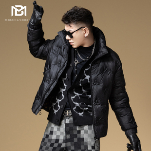 保暖上衣 设计感绗缝老花防寒外套男冬季 BM潮牌羽绒服男款 2025新款