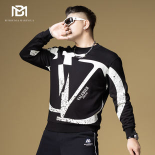 2024新款 潮牌大字母印花纯棉圆领外套男春秋季 高端卫衣美式 BM男士
