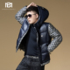 保暖外套 潮牌老花拼接假两件连帽冬季 BM欧洲站男士 羽绒服2025新款