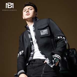 BM字母印花高级感炸街男装 潮痞帅飞行员夹克外套男士 秋季 2022新款