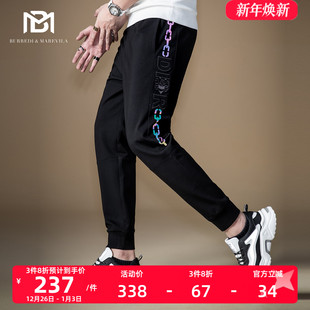 镭射反光欧美潮牌休闲卫裤 BM男士 子男ins潮流百搭秋季 裤 2021新款