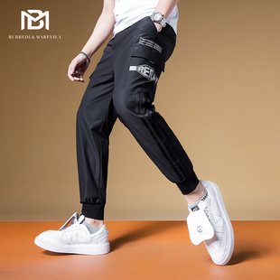 子男士 男束脚休闲裤 2022新款 裤 机能工装 BM字母印花潮牌欧美街头裤