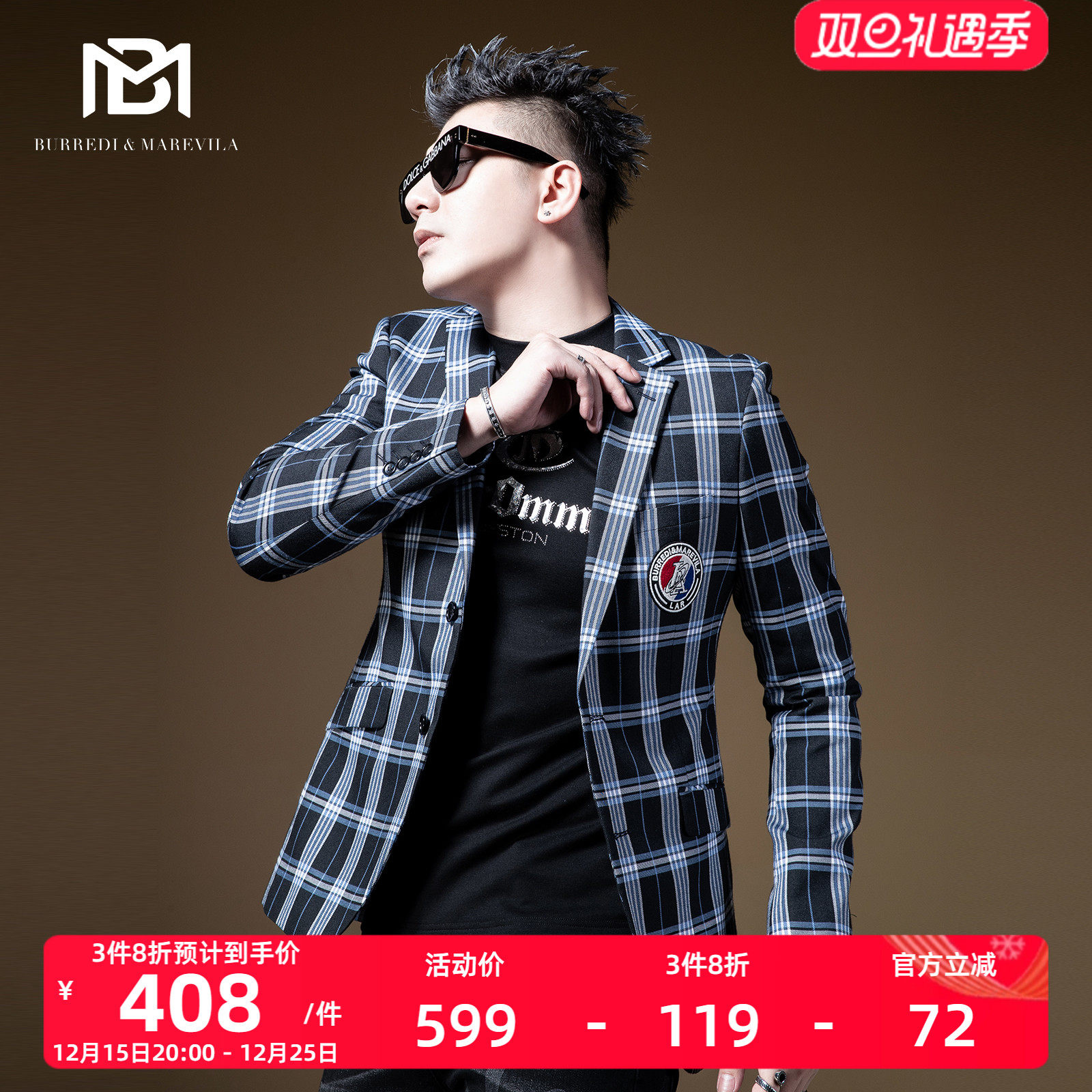 bm高级感英伦风格子男休闲外套