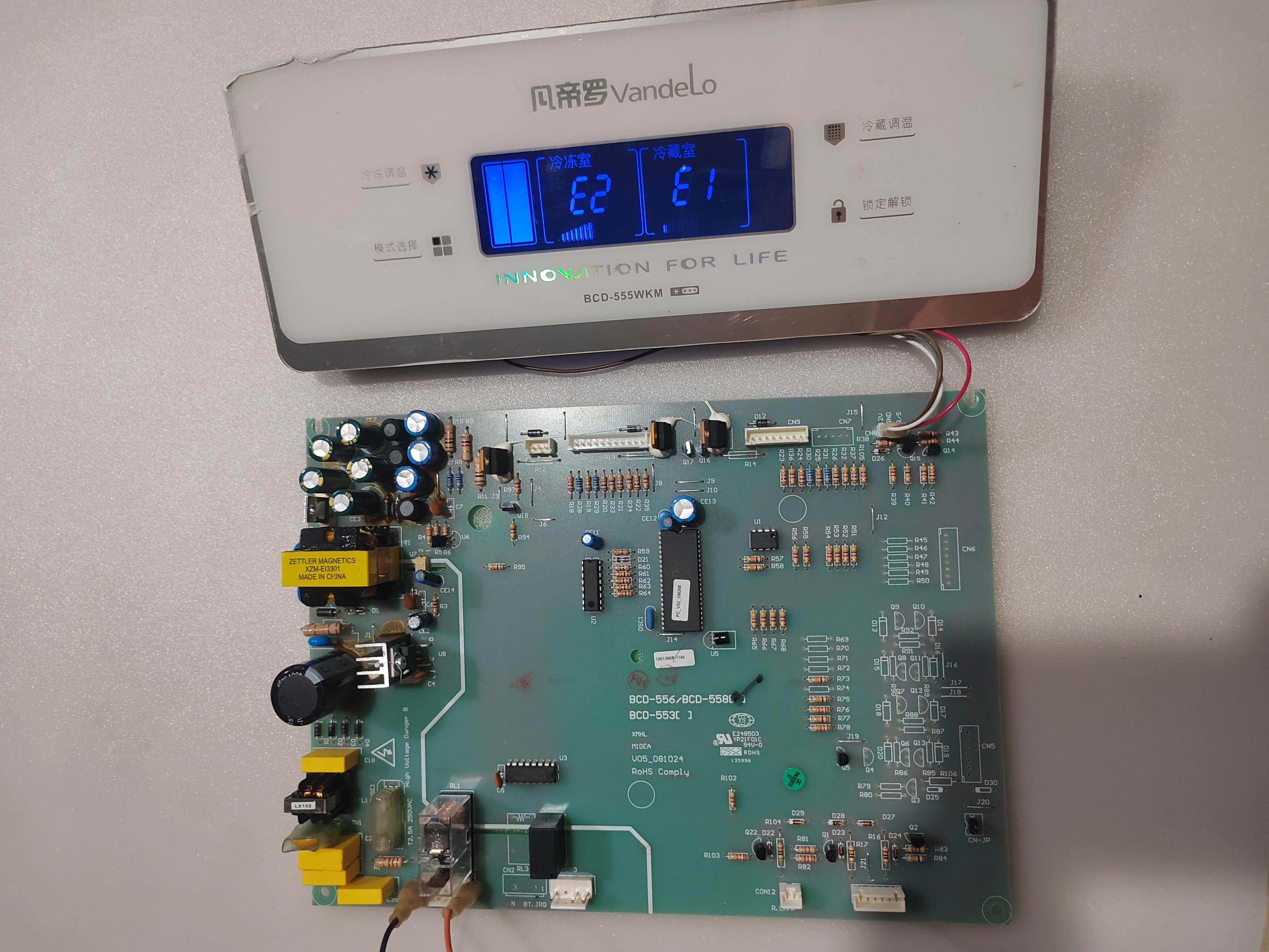 美的凡帝罗冰箱主板BCD-55PCB电路板/印刷线