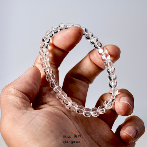 天然白水晶小方糖六方珠女士手串