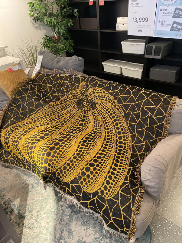 波点女王 艺术家草间弥生日本南瓜潮流沙发毯盖毯装饰毯披肩毛毯