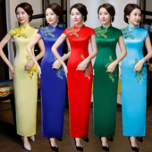 春秋款 改良旗袍年轻款 妈妈礼服红色走秀高端大气上档次2025年新款