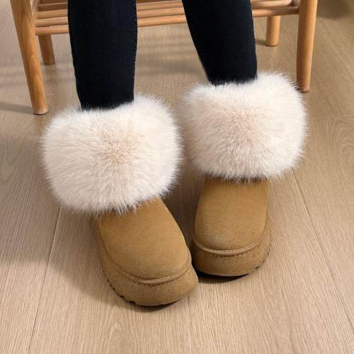 女款中长雪地靴脚套秋冬仿皮草