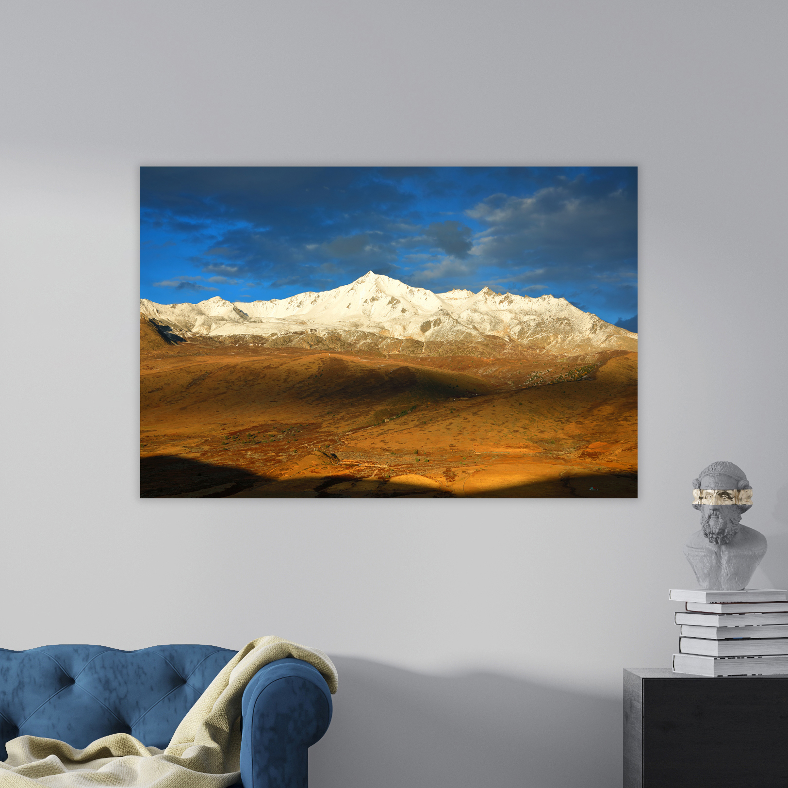 原创青绕神山粘贴画 川西海报墙贴Original Snow Mountain Poster