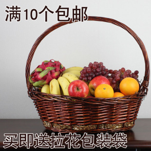 柳编水果篮藤编送礼品过大礼花店采摘手工创意舞蹈蔬菜看病人篮子