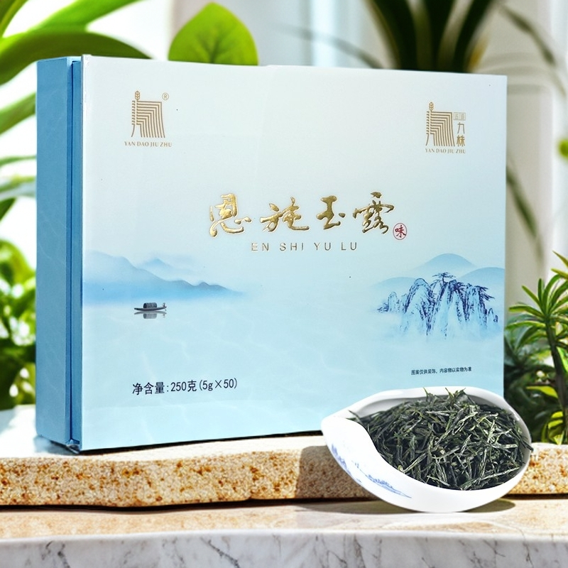 盐道九株2025新茶叶恩施玉露蒸青绿茶高山云雾礼盒装送长辈250g