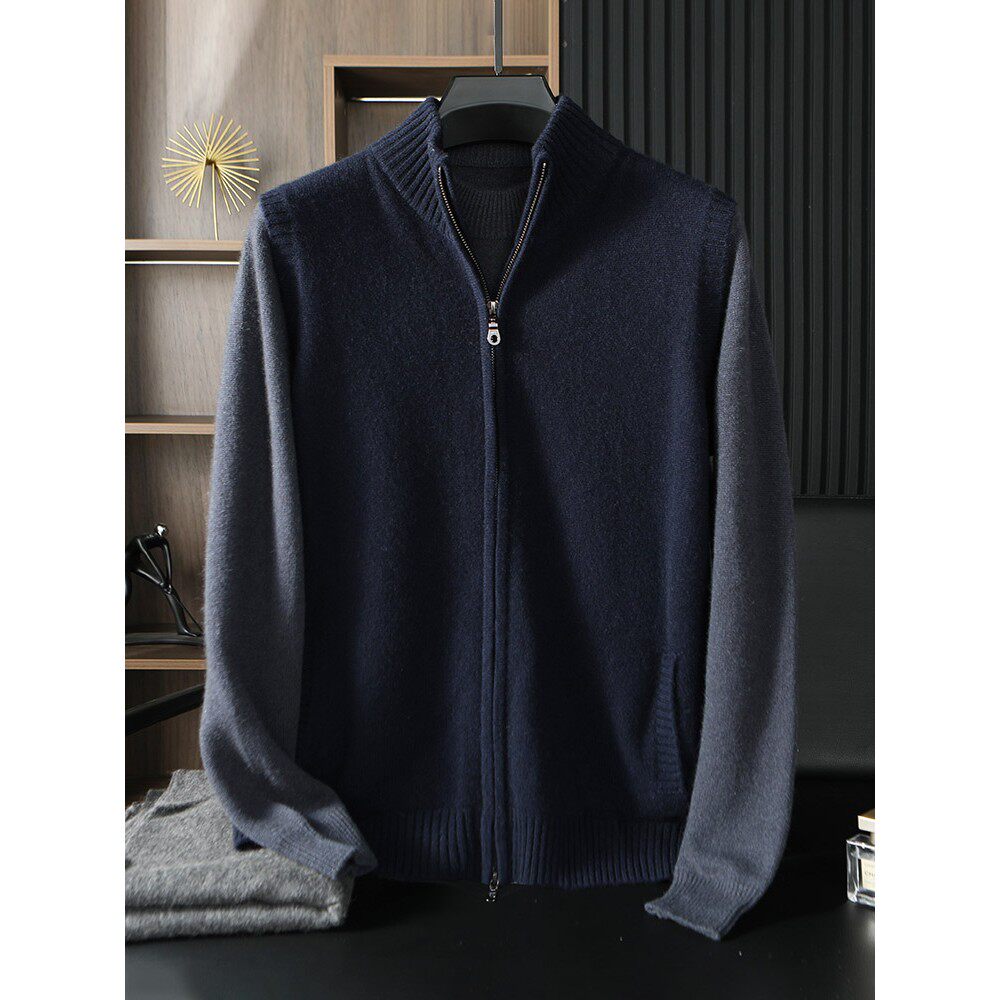 【纯山羊绒马甲】商务休闲开衫男款立领拉链毛衣羊绒针织坎肩外套