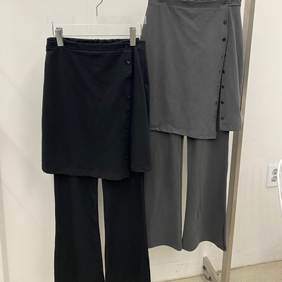 HERTZ韩国东大门代购25年春季新款百搭纯色侧边多扣休闲西装裙裤