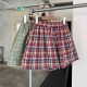 JUDE韩国东大门代购 25年夏季 新款 HEY 休闲百搭撞色格子松紧腰短裤