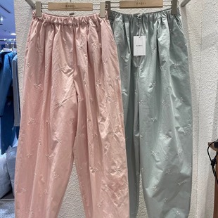 松紧腰抽绳蝴蝶结束脚休闲裤 新款 2025年夏季 BABEL韩国东大门代购