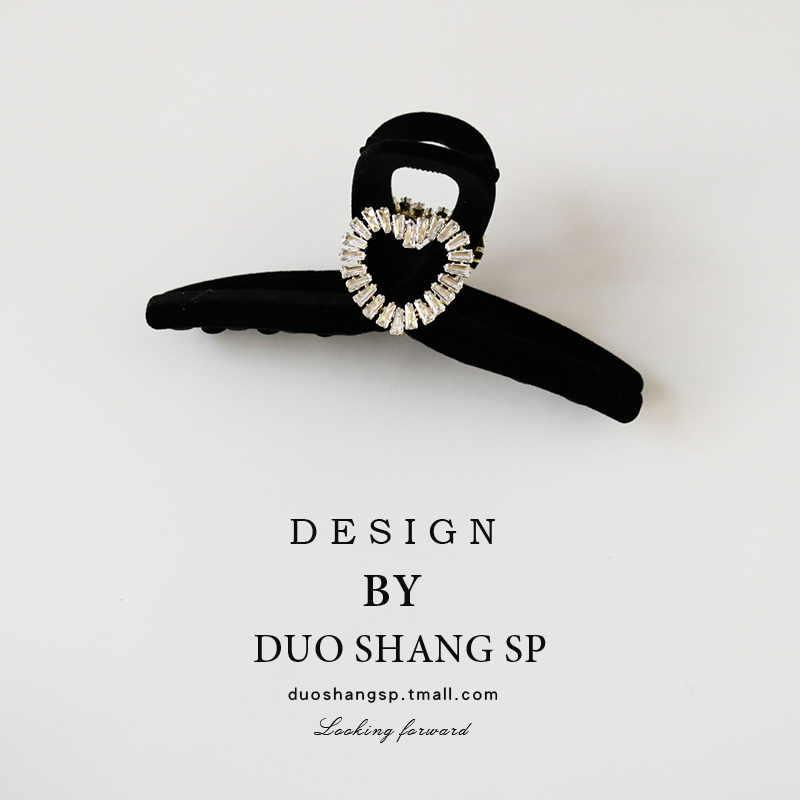 大号抓夹植绒日韩锆石气质鲨鱼夹