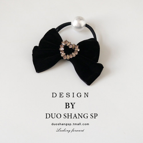 蝴蝶结丝绒发绳日韩秋冬水钻发圈