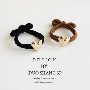 韩国金属爱心橡皮筋女扎头发绳高弹力低马尾发圈网红气质简约头绳