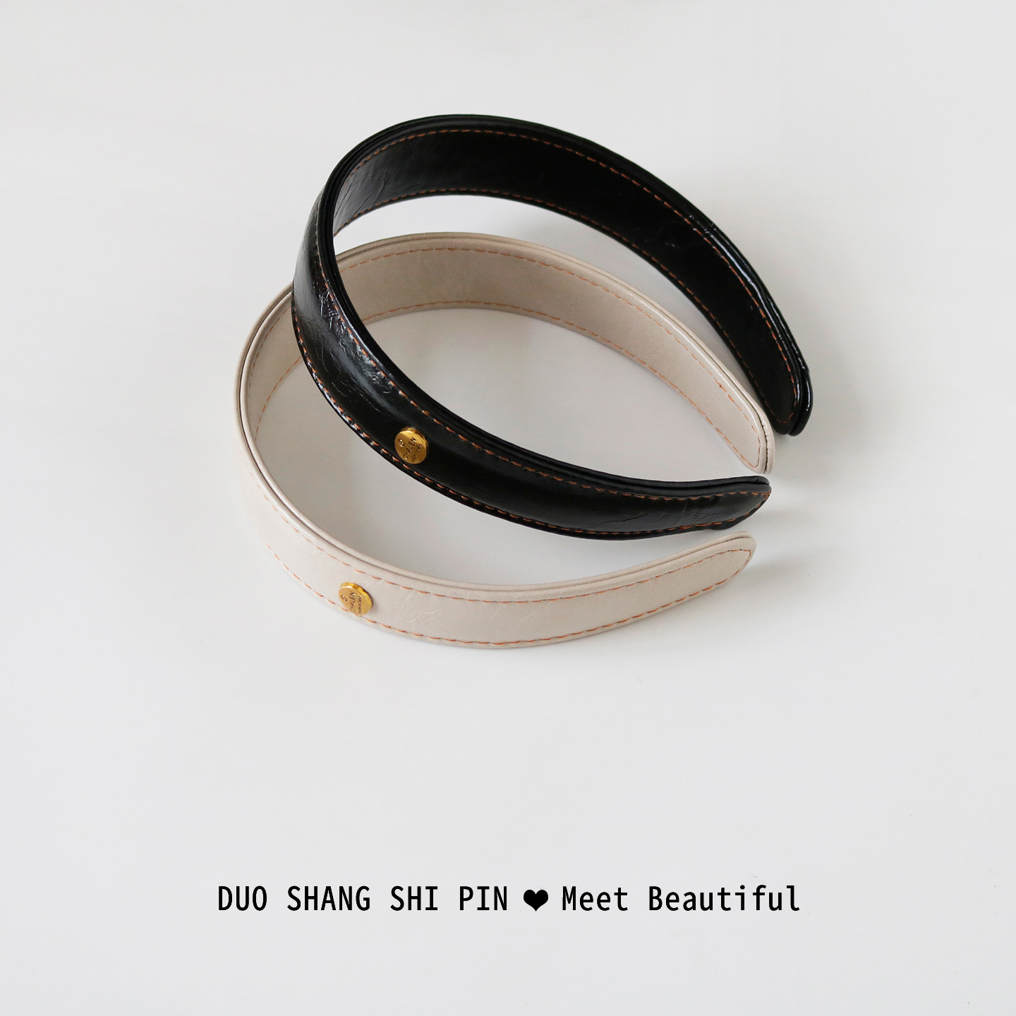 老钱风复古金标发箍女皮质高颅顶