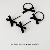 小蝴蝶结 丝绒发夹赫本风复古边夹前额刘海夹发圈头绳碎发卡发饰